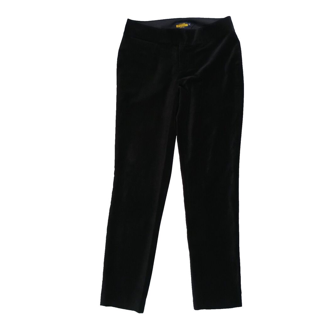 Rugby Ralph Lauren Black Velvet Pants Womens Size 0 Velour Trousers Y2K Vintage